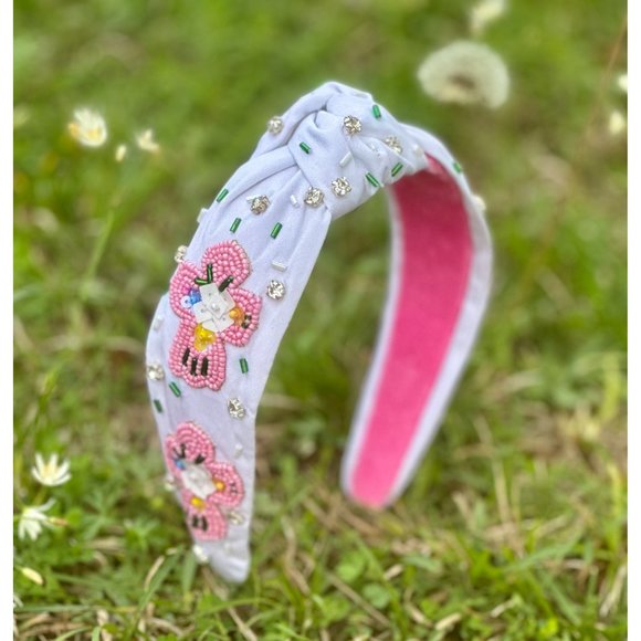 Easter Headband, Easter Knot Headband, Embellished Cross, Cross Headband, Beaded - Picture 2 of 3